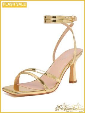 Strappy Kitten Heels Square Open Toe Ankle Strap Lace Up Heeled Sandals